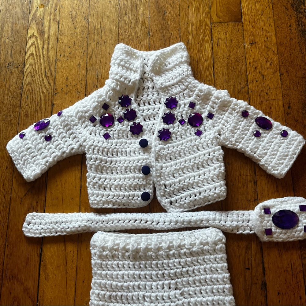 Elvis Crochet Baby Costume with Purple Accents - Picture 2 of 10